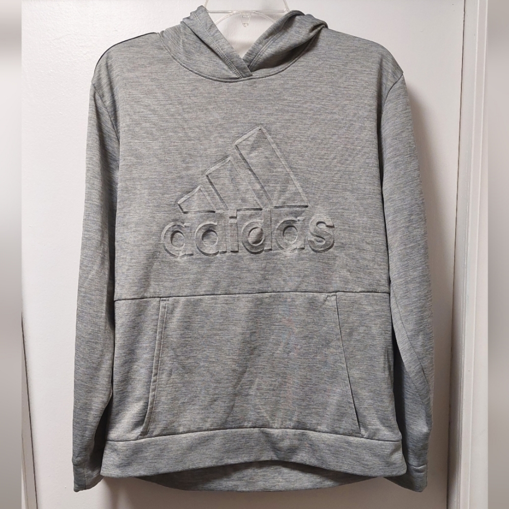 ADIDAS Gray Spellout Hoodie XL 18/20